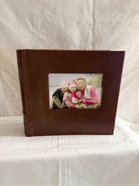 Brown Leather Photo Album with Cover Window
